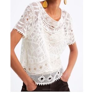 Zara Cream delicate and feminine Crochet lace sheer Blouse size large